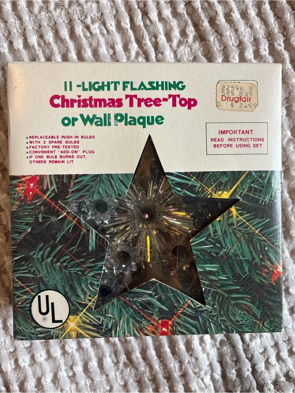Silver Star Tree Topper with Multicolor Lights